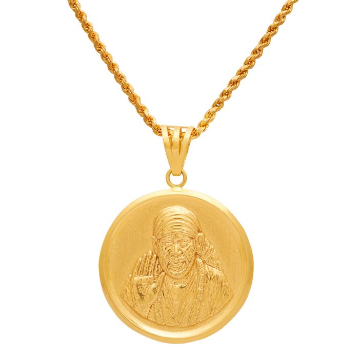 Sai Baba Spiritual Gold Pendant with Free Gold Coin