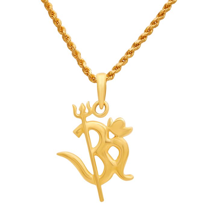 Eternal OM & Trishool Gold Pendant with Free Gold Coin