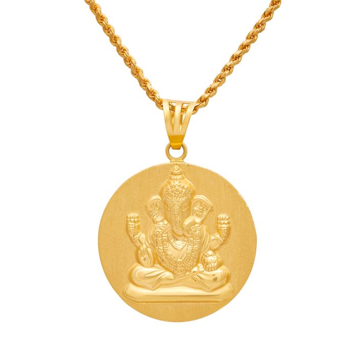 Graceful Ganapati Gold Pendant with Free Gold Coin