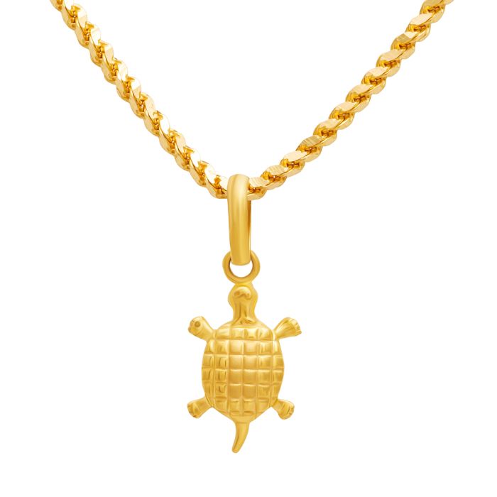 Nature's Grace Turtle Symbol Gold Pendant with Free Gold Coin