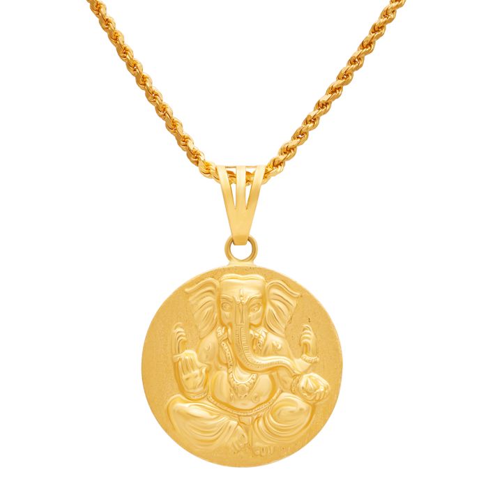 Blessings of Ganesh 22kt Gold Pendant with Free Gold Coin