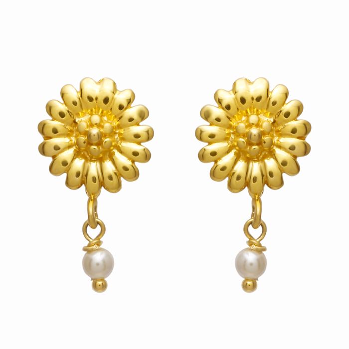 Floral Gold Earring with Free Gold Coin