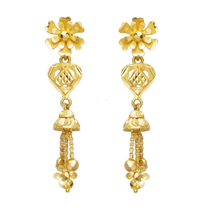 Gold Dangler Earring with Free Gold Coin