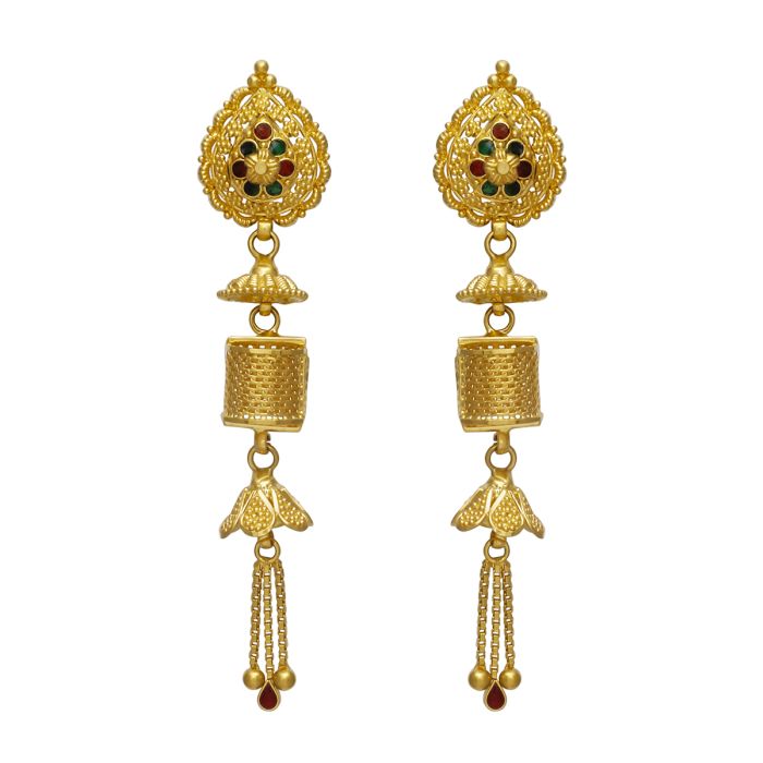 Fancy Gold Dangler Earring with Free Gold Coin