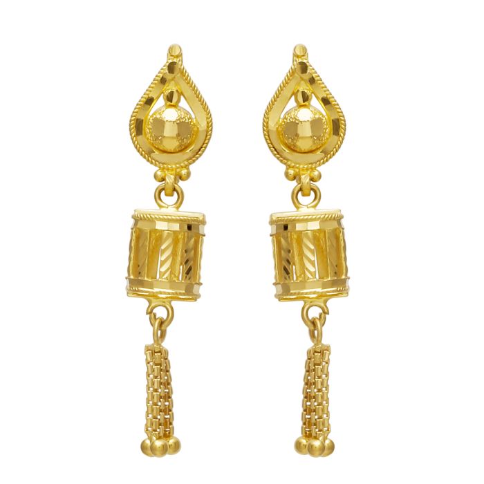 Fancy Gold Dangler Earring with Free Gold Coin