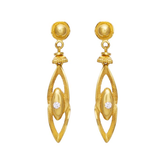 Gold Dangler Earring with Free Gold Coin