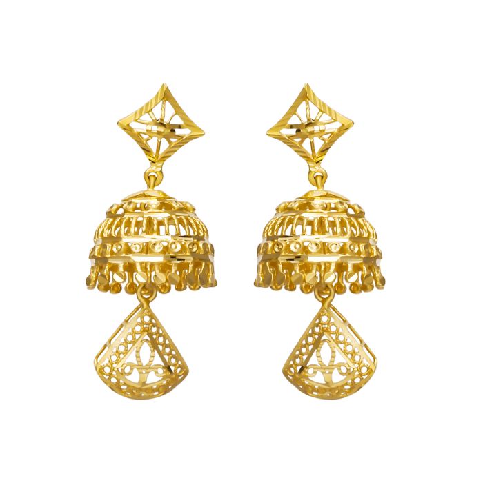 Gold Jhumka Earrings with Free Gold Coin