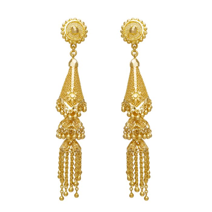 Gold Dangler Earring with Free Gold Coin