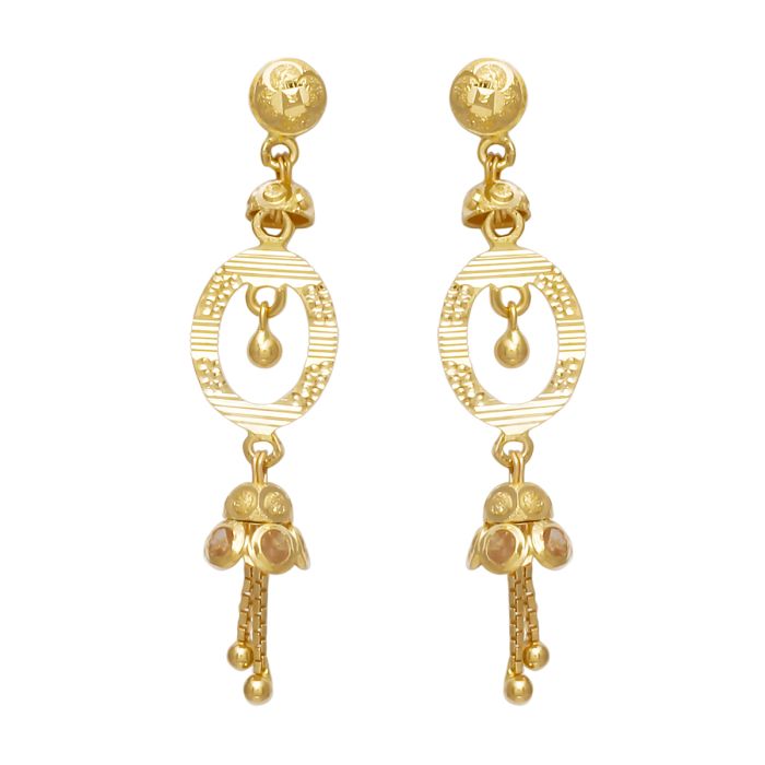 Fancy Gold  Dangler Earring with Free Gold Coin