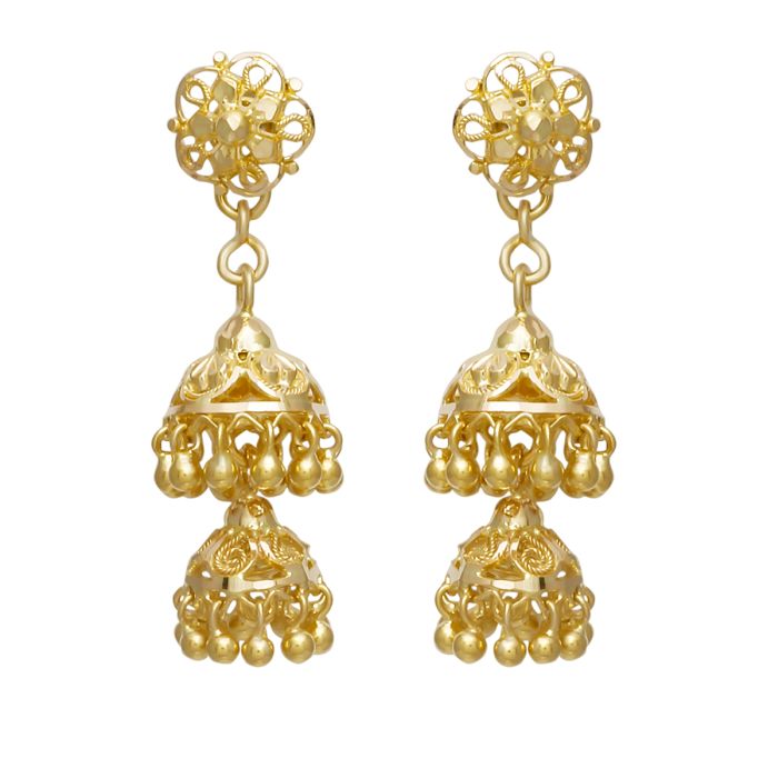 Gold Jhumka Earrings with Free Gold Coin