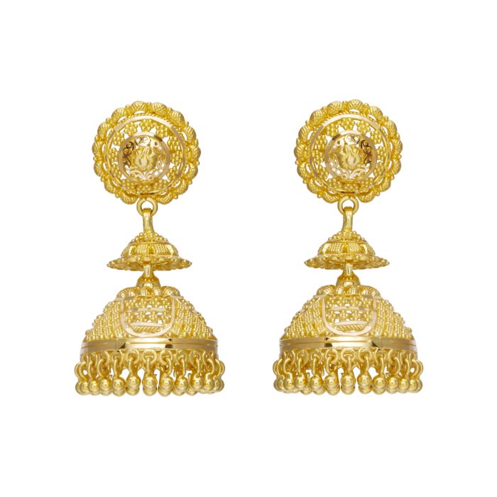 Gold Jhumka Earrings with Free Gold Coin