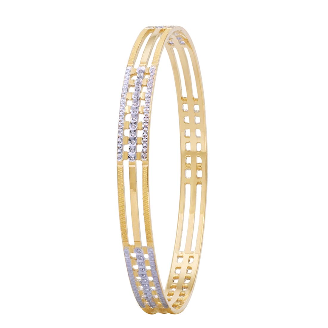 Lazer Cuts Gold Bangles With White Rhodium Polish with Free Gold Coin