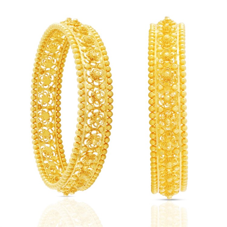 Bakuli Flower Gold Bangle For Women