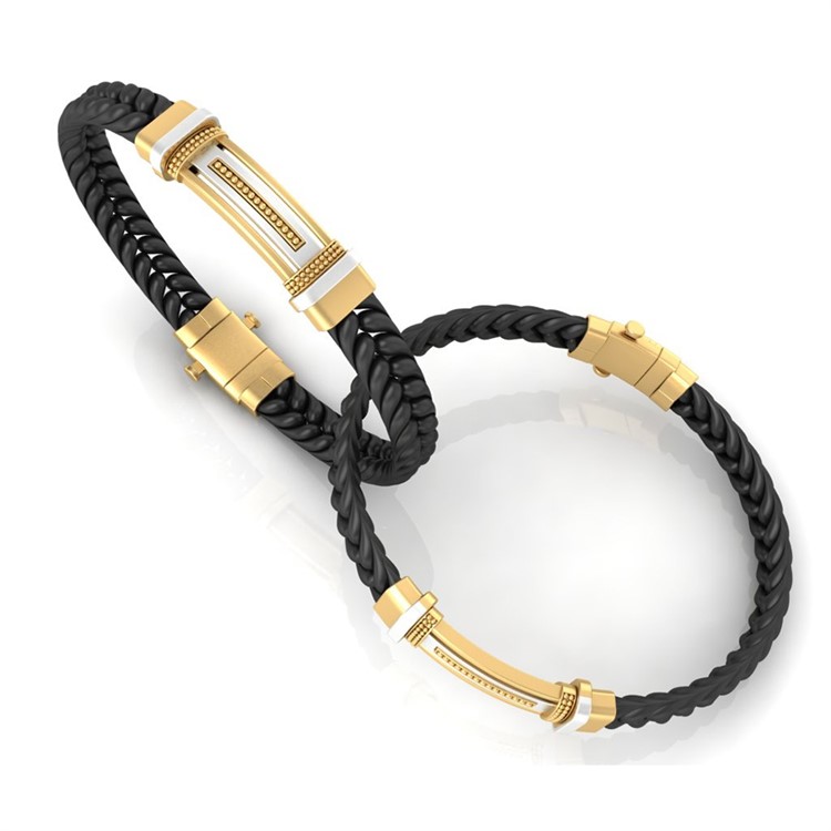 Gold Leather Bracelet For Men