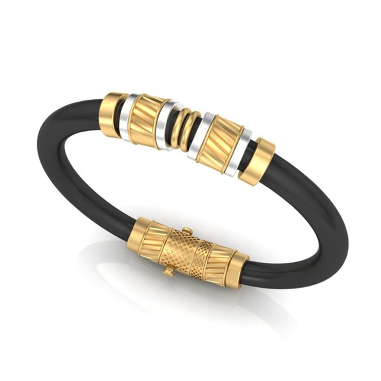 Gold Leather Bracelet For Men with Free Gold Coin