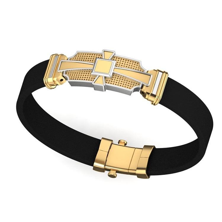 Gold Leather Bracelet For Men with Free Gold Coin