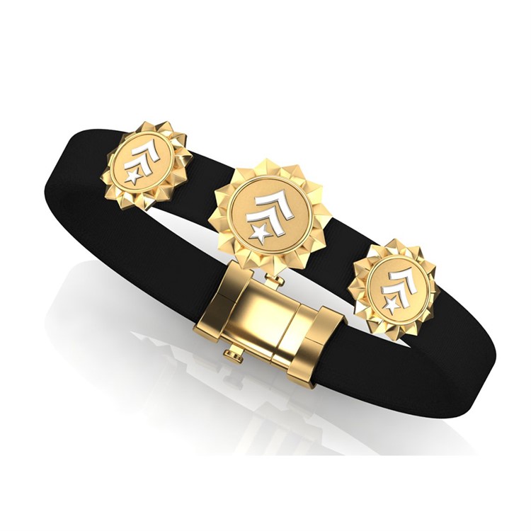 Gold Leather Bracelet For Men with Free Gold Coin