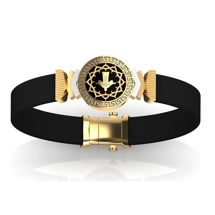 Gold Leather Bracelet For Men with Free Gold Coin