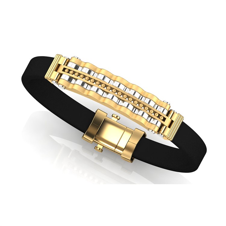 Gold Leather Bracelet For Men with Free Gold Coin