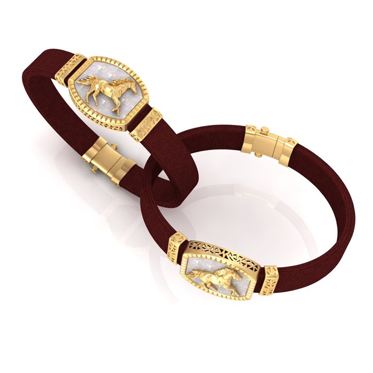 Gold Leather Bracelet For Men