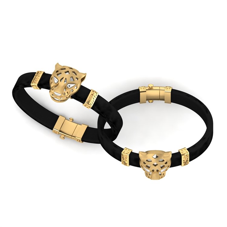 Gold Leather Bracelet For Men with Free Gold Coin