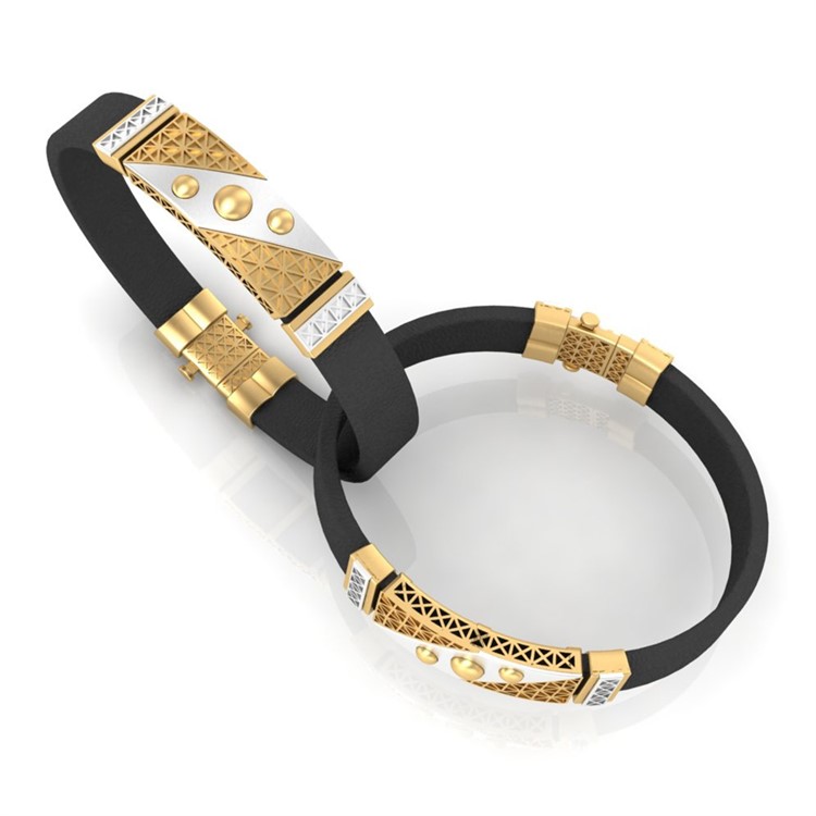 Gold Leather Bracelet For Men