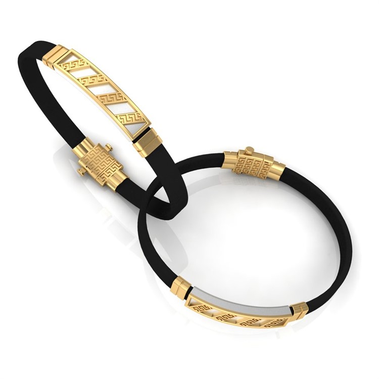 Gold Leather Bracelet For Men with Free Gold Coin