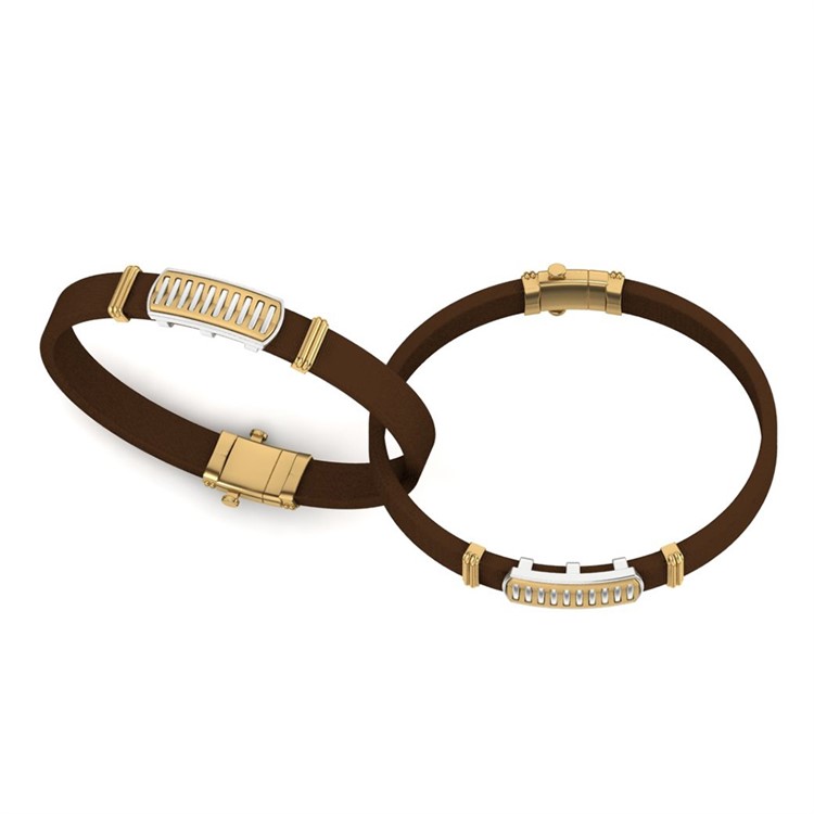 Gold Leather Bracelet For Men with Free Gold Coin