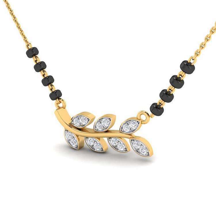 Khole Floral Diamond Mangalsutra with Free Gold Coin