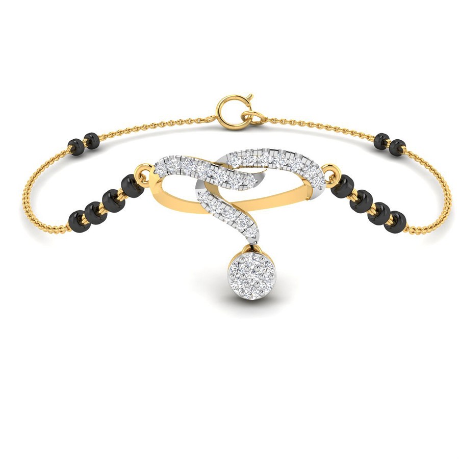 Interlock Stunning Diamond Mangalsutra Bracelet with Free Gold Coin