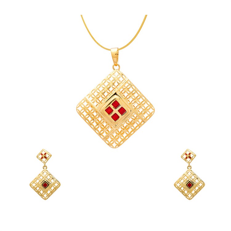 Gold Pendent Set For Women with Free Gold Coin