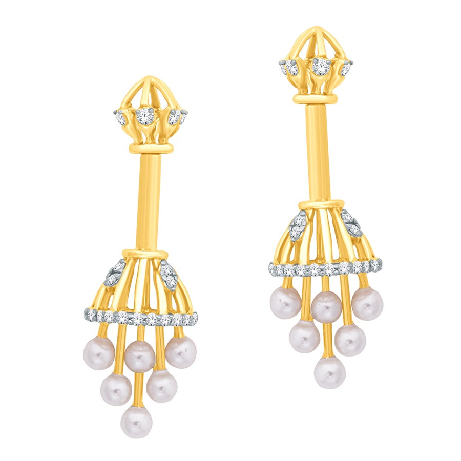 Navinya Collection Diamond Earrings with Free Gold Coin