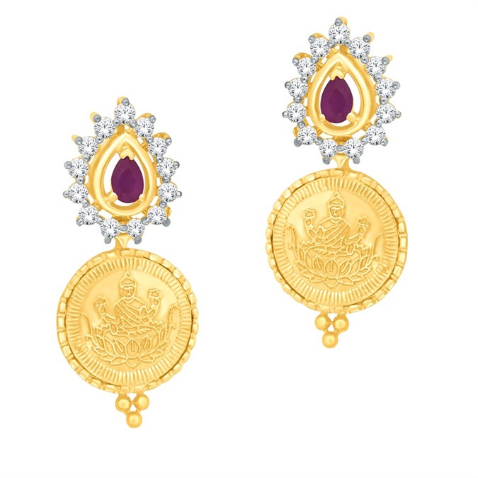 Navinya Collection Diamond Earrings with Free Gold Coin