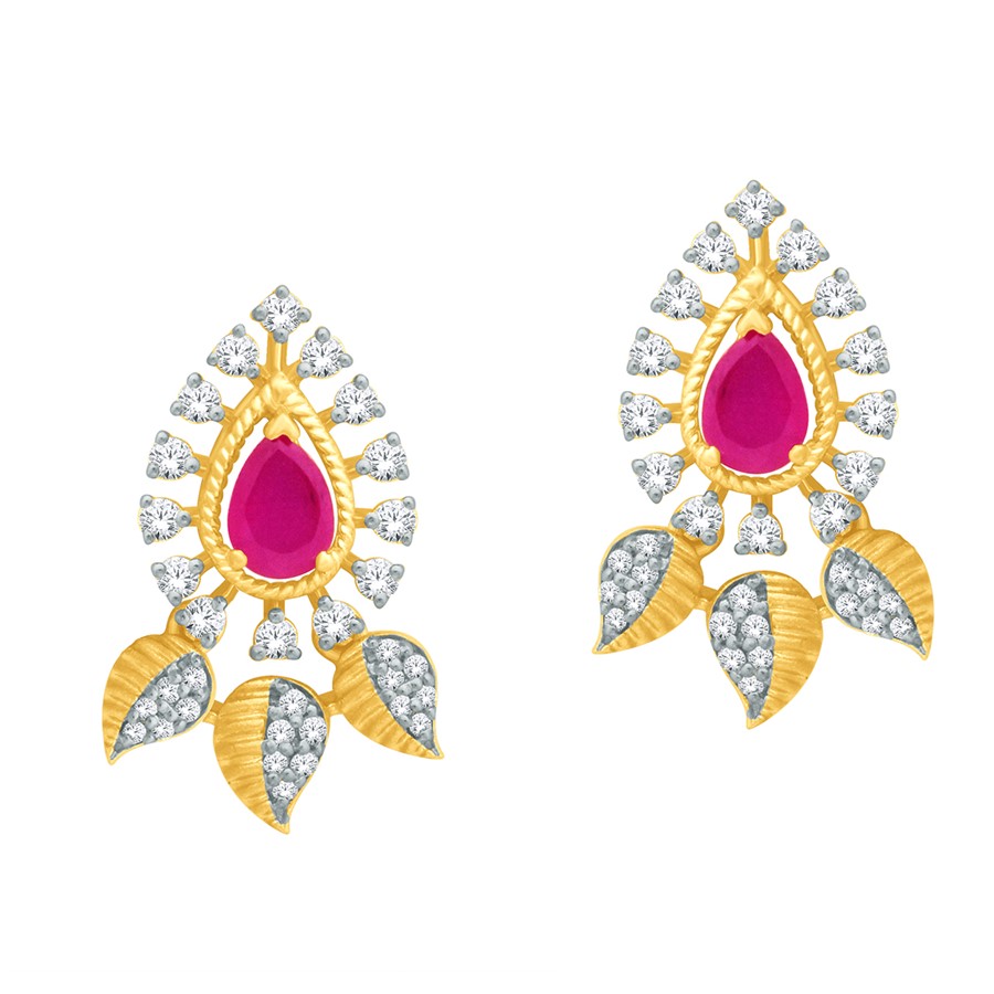 Navinya Collection Diamond Earrings with Free Gold Coin