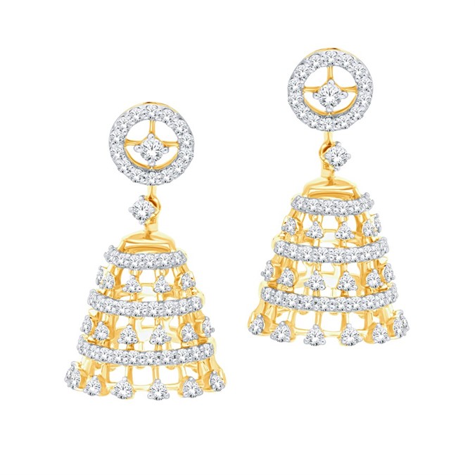 Navinya Collection Diamond Jhumka Earrings with Free Gold Coin