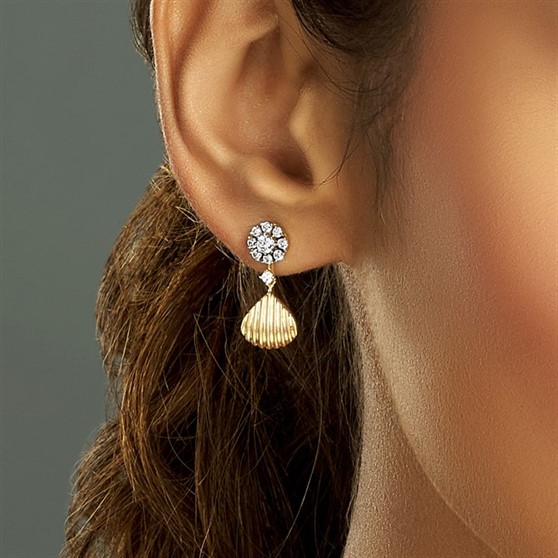 Navinya Collection Diamond Earrings with Free Gold Coin