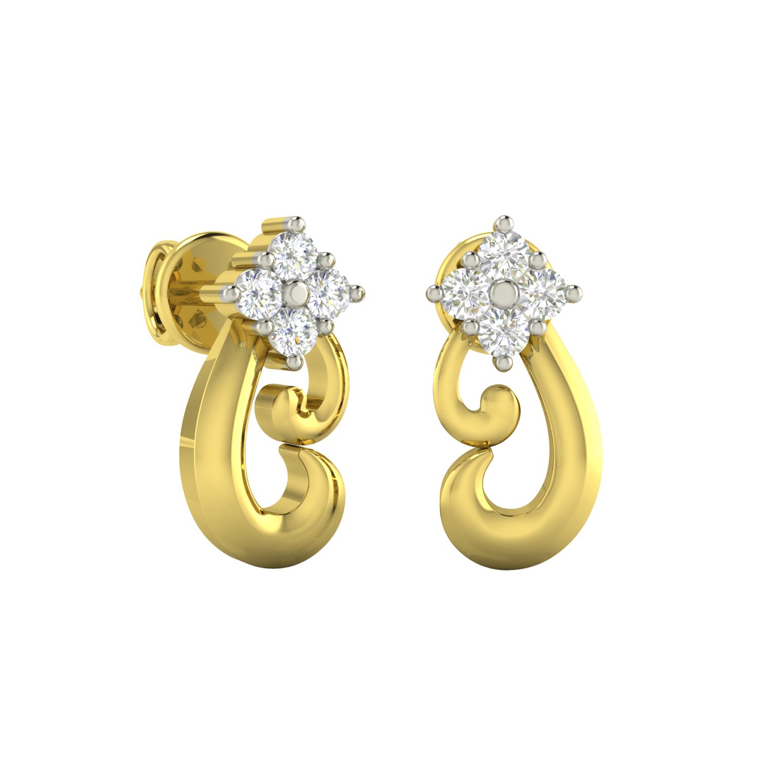 Charm Of Clover Diamond Earring with Free Gold Coin