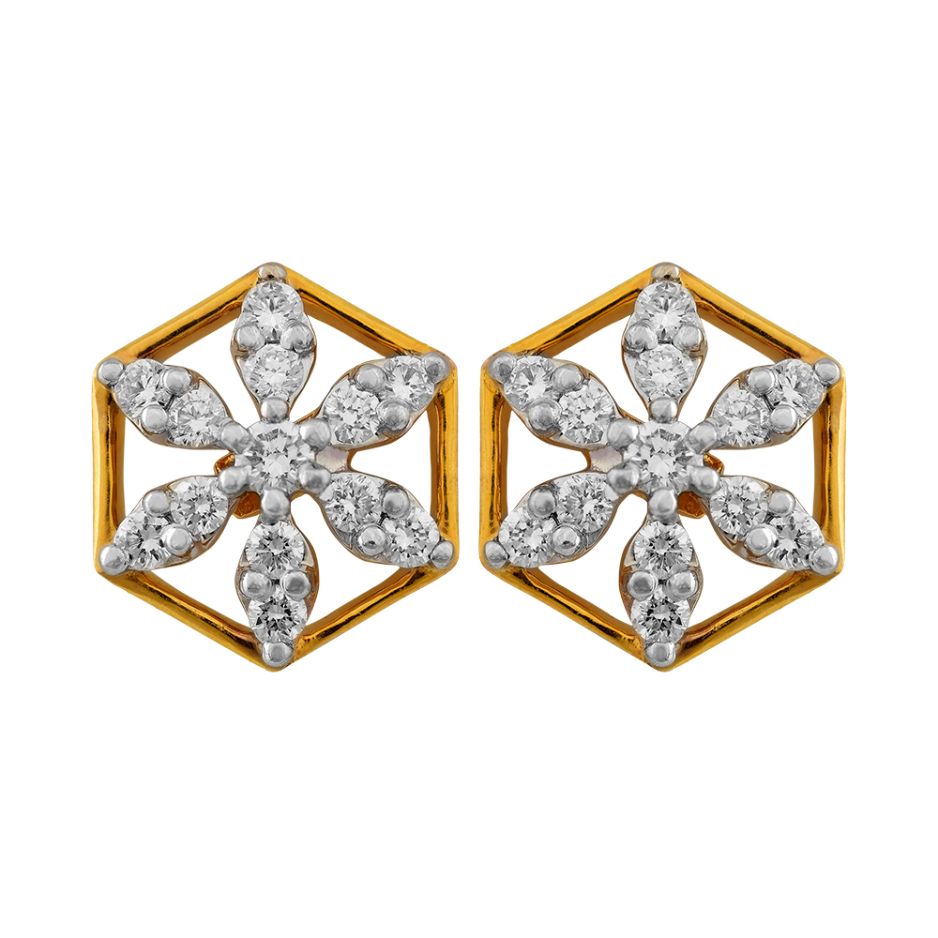 Hania Floral Diamond Earring with Free Gold Coin