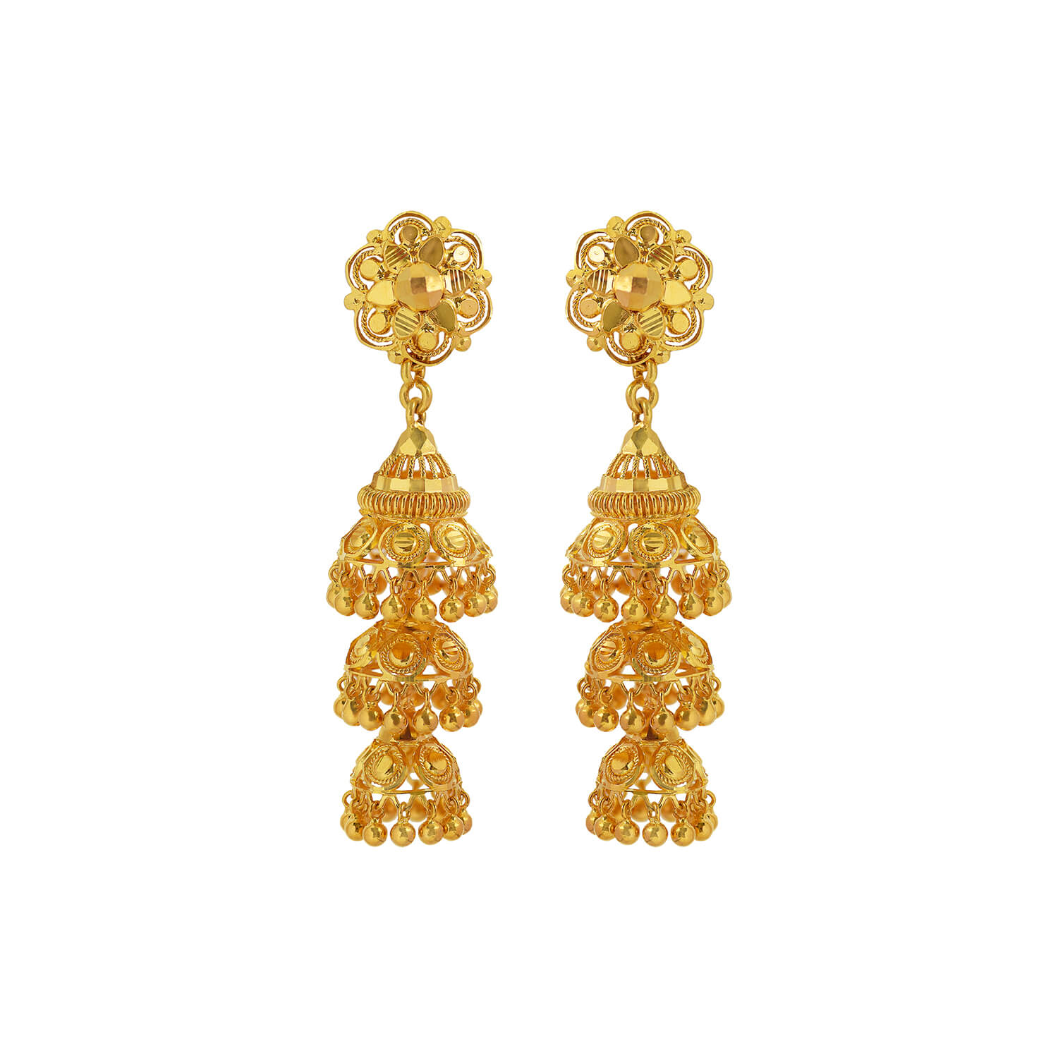 Yellow Gold Jhumka Earrings