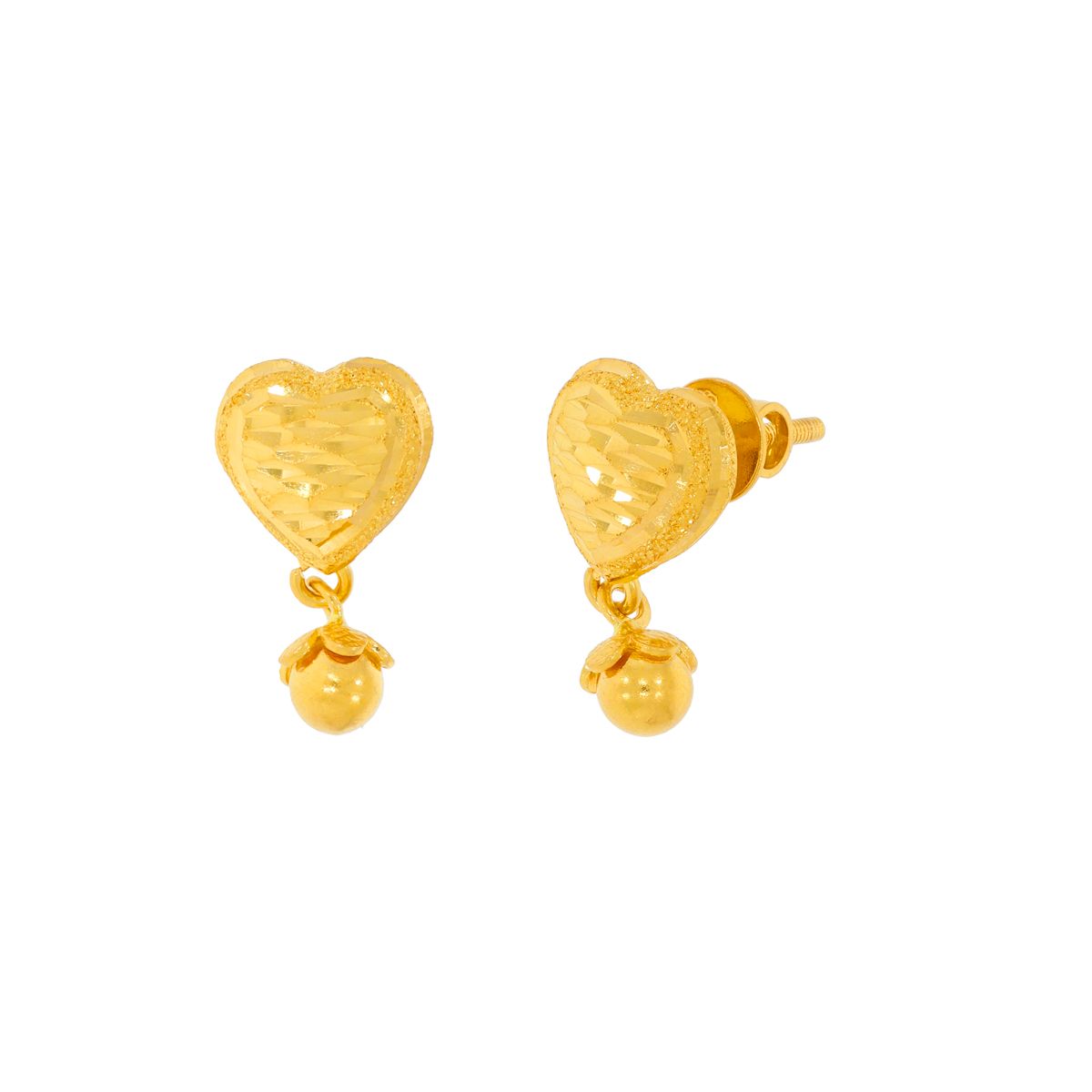 Love Heart Shaped Gold Earrings with Free Gold Coin