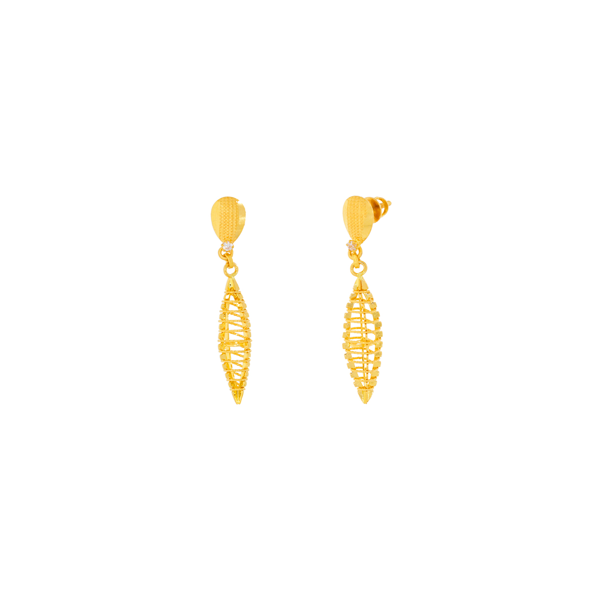 Artistic Gold Drop Earrings with Free Gold Coin