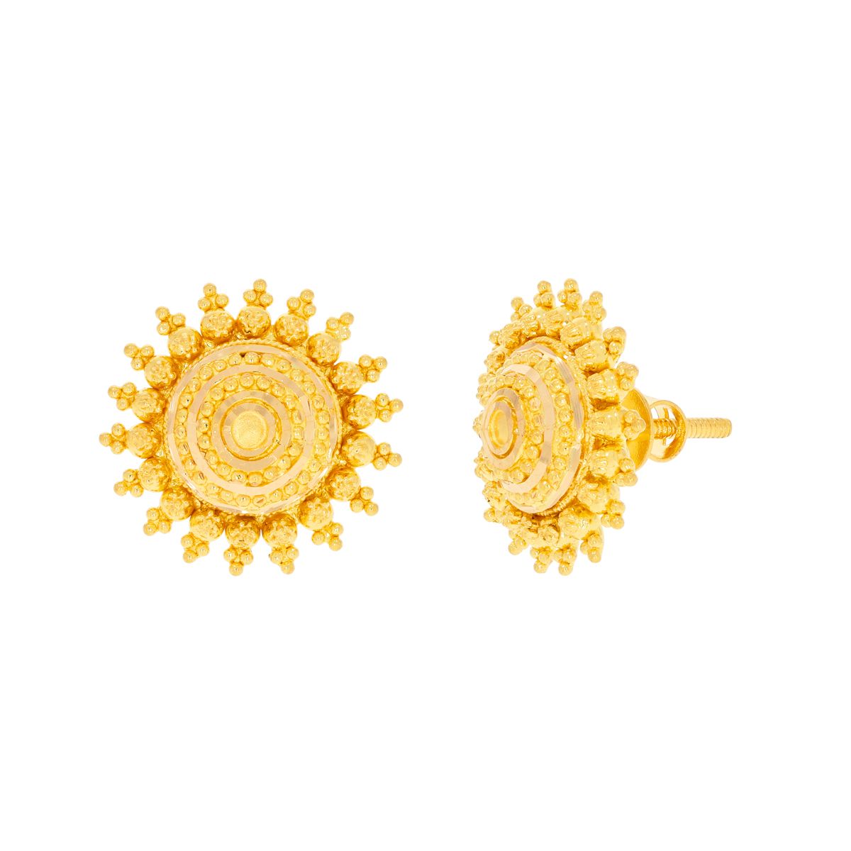 Glamorous Sunshine Gold Stud Earrings with Free Gold Coin