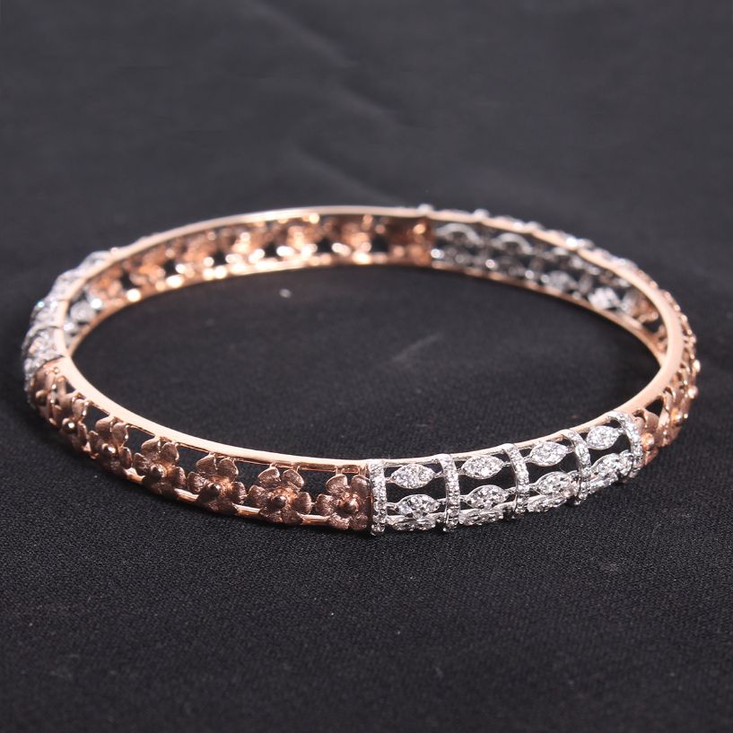 Charming Geometric Diamond Bangle with Free Gold Coin