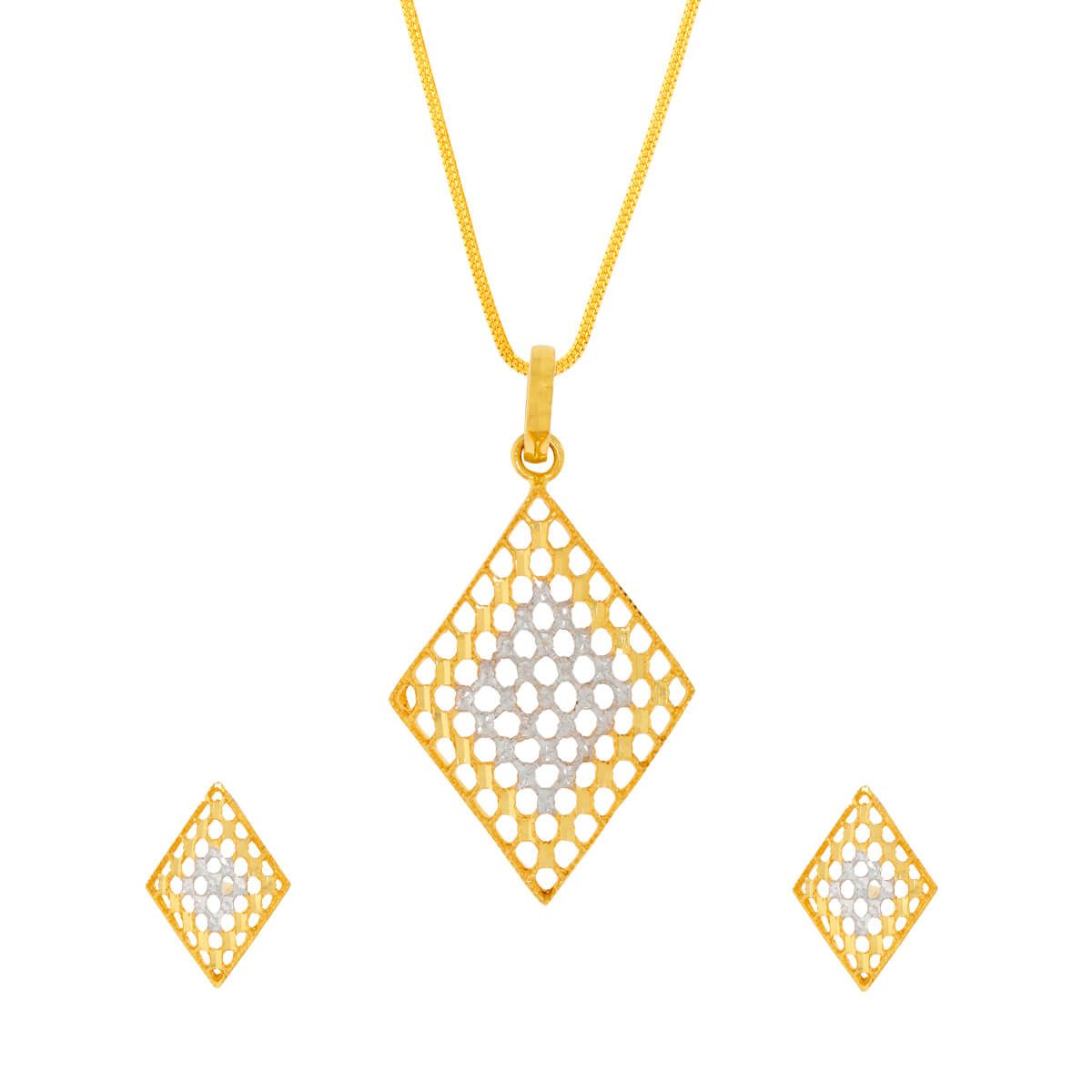 Geometric Gold Pendant Set