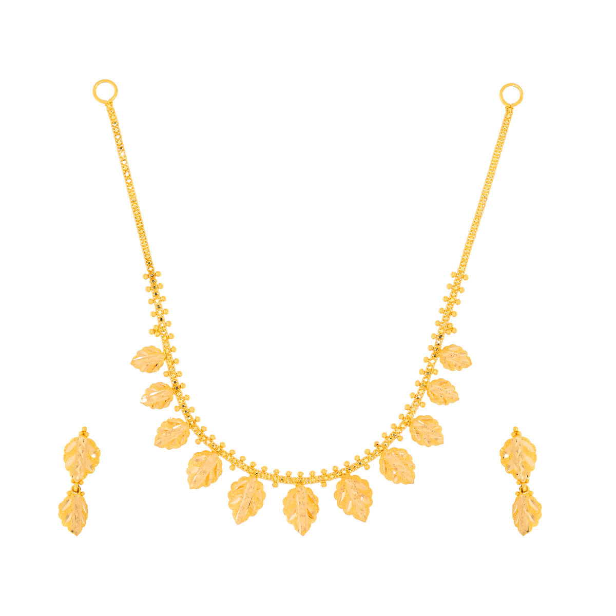 Leaf Ambrosia Gold Necklace Set with Free Gold Coin