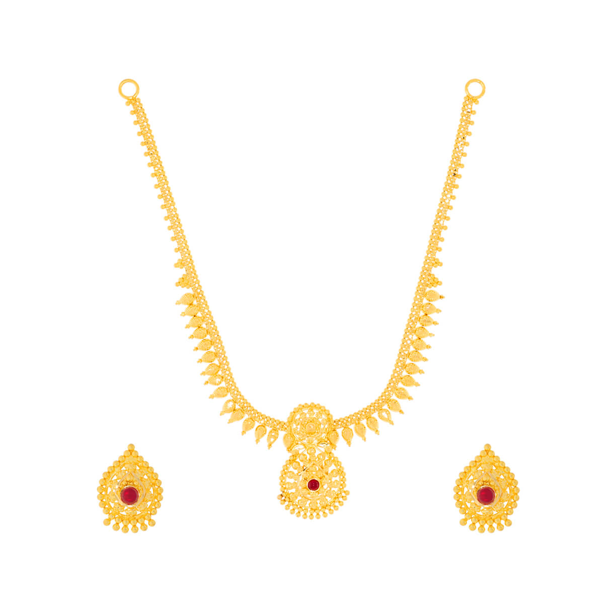 Surreal Abstract Gold Necklace Set with Free Gold Coin