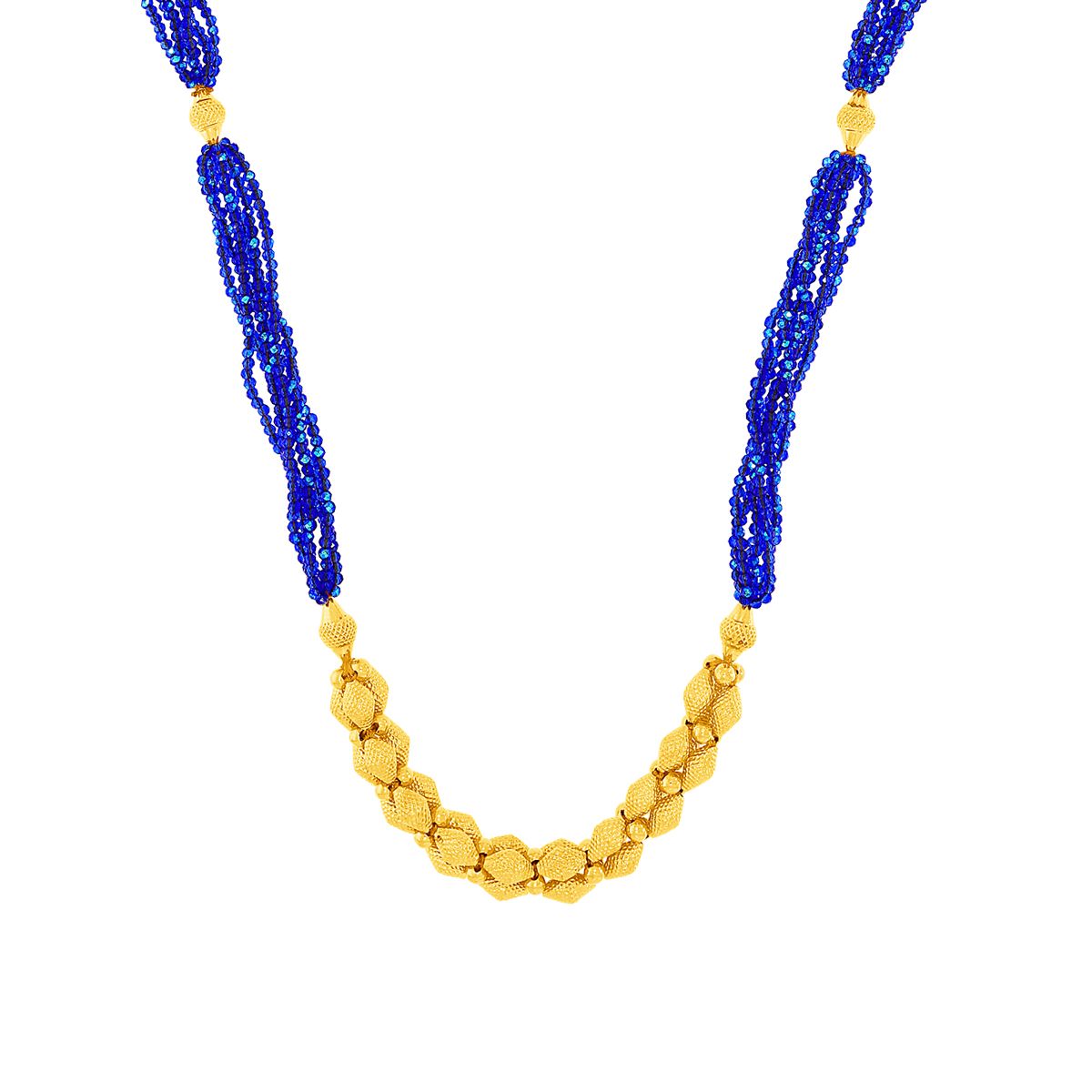 Blissful Blue Motiyan Gold Necklace with Free Gold Coin