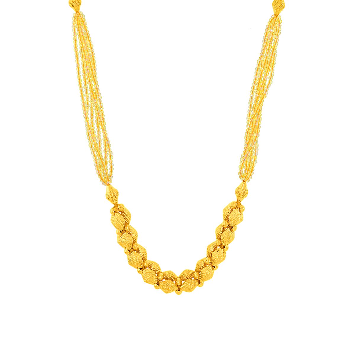 Blissful Yellow Motiyan Gold Necklace with Free Gold Coin