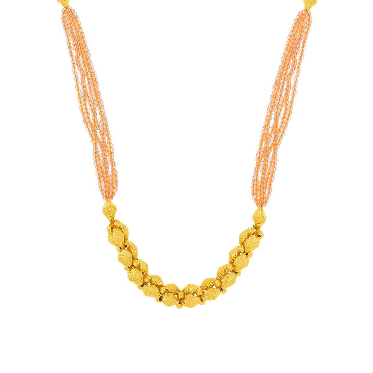 Blissful Peach Motiyan Gold Necklace with Free Gold Coin