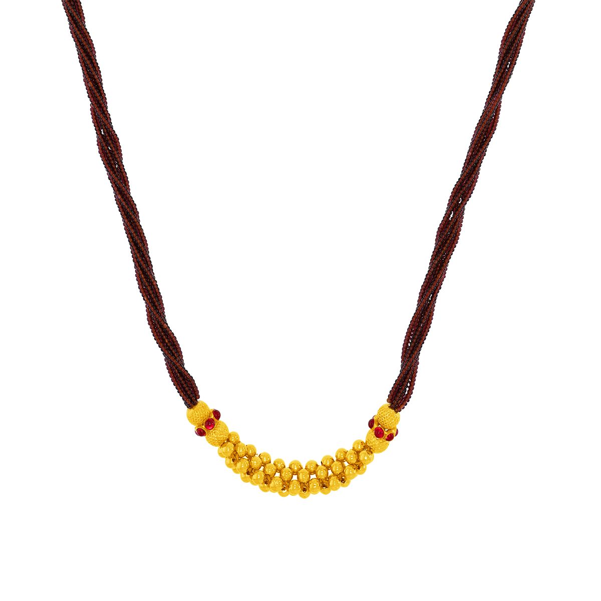 Blissful Maron Motiyan Gold Necklace with Free Gold Coin